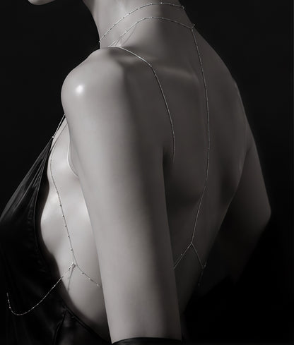 Luxury Silver Body Chain Harness Necklace