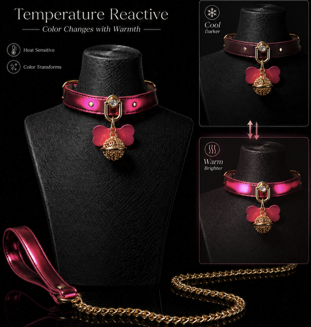 thermochromic choker showing temperature activated color transformation
