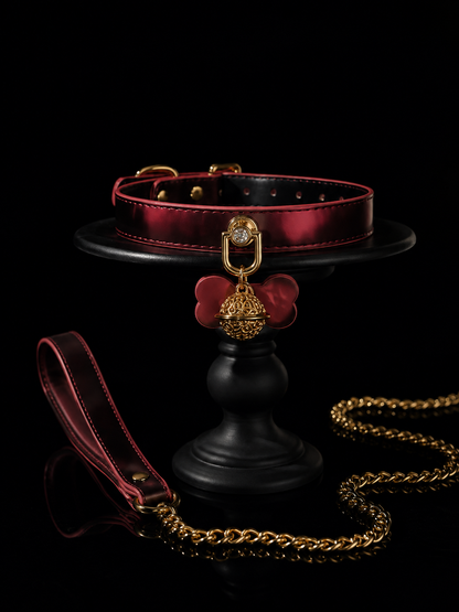 dark luxury color changing choker collar with gold chain detail