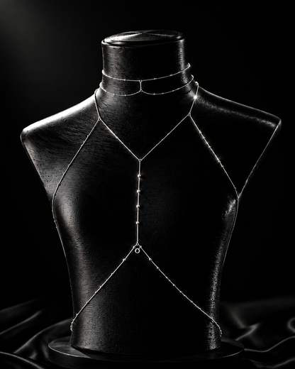 Luxury Silver Body Chain Harness Necklace