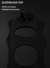 WEIX black sleeveless cutout top with sculptural open-front design for alternative layered styling