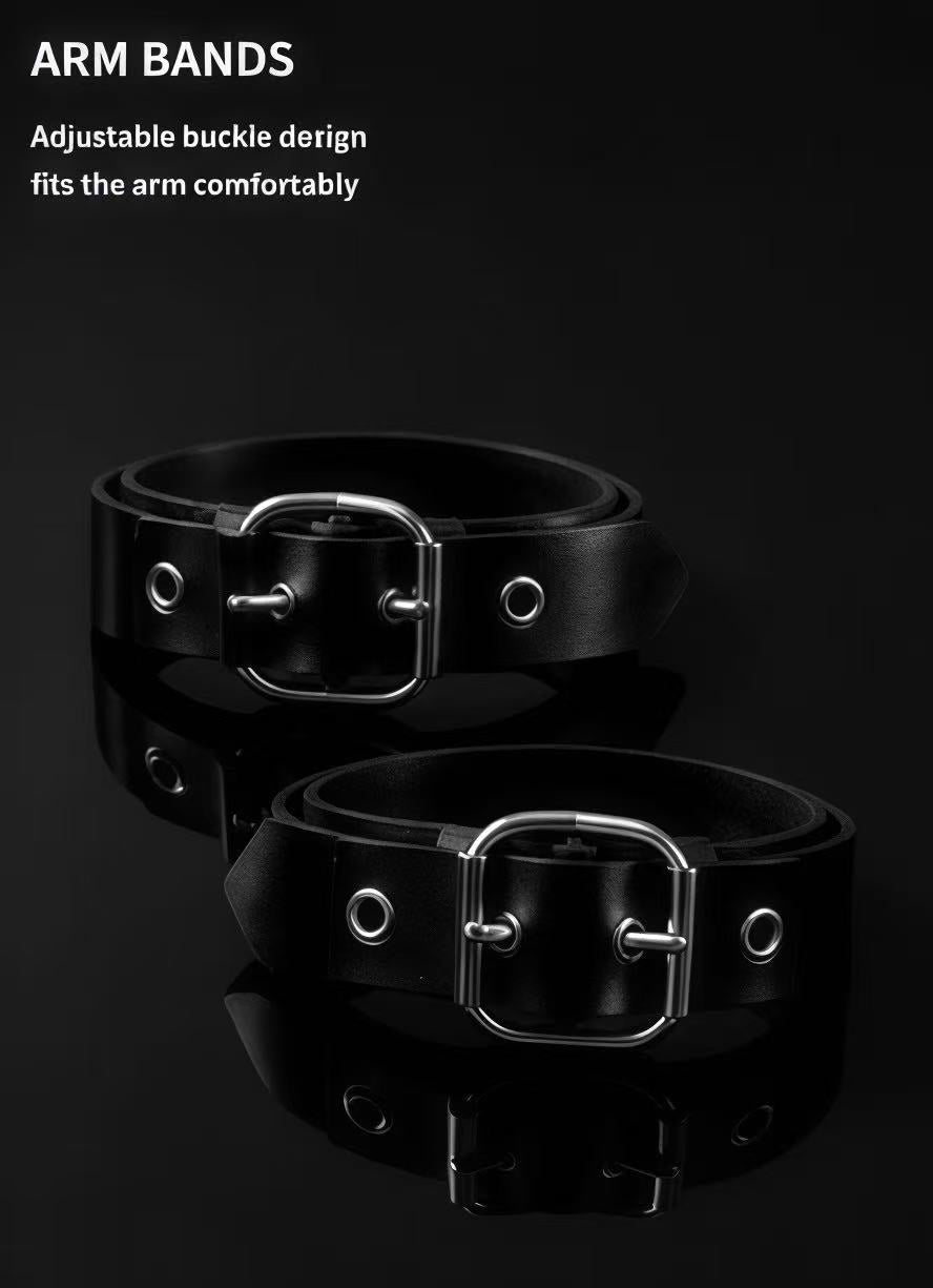 WEIX adjustable black arm pieces with polished silver-tone O-ring hardware